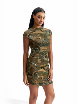 CILVR - Tactical Camo Studded Olive Mini Dress
