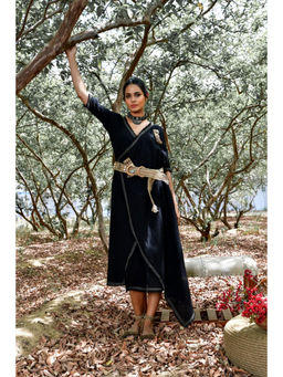 OMAANA - Sufi Azal Boho Black Midi Dress