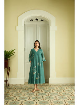 Vaayu - Emerald Applique Dress