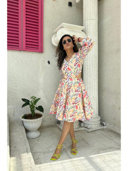 SURABHI ARYA - Women Linen Multicolored V-Neck Dress