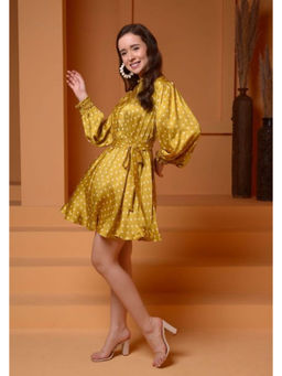 SURABHI ARYA - Women Modal Mustard Round Neck Dress