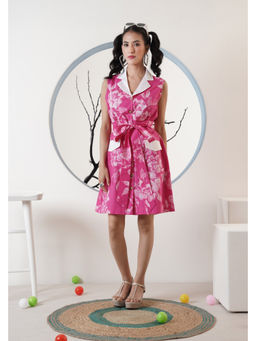 SURABHI ARYA - Women Cotton Pink Collar Neck Dress
