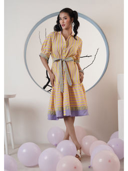 SURABHI ARYA - Women Cotton Multicolored Collar Neck Dress