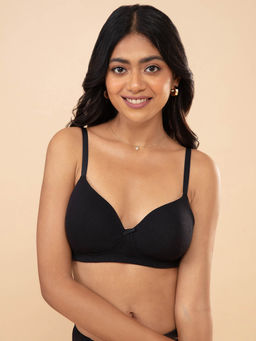 Nykd by Nykaa - Breathe Lace Padded Wireless T-Shirt Bra-NYB167 Anthracite