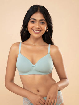 Nykd by Nykaa - Breathe Lace Padded Wireless T-Shirt Bra-NYB167 Blue surf