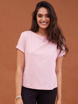 Nykd by Nykaa - Nykd All Day Essential Cotton Modal Tee in Relaxed Fit - NYLE048 Zephyr