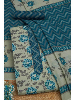 Soch - Womens Teal Cotton Unstitched Dress Material