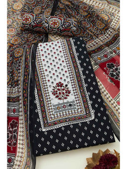 Soch - Womens Black Cotton Ethnic Motifs Unstitched Dress Material