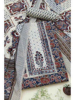 Soch - Womens Navy Blue Cotton Ethnic Motifs Unstitched Dress Material