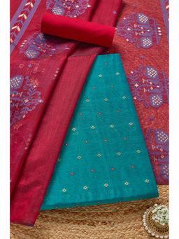 Soch - Womens Green Chanderi Zari Woven Unstitched Dress Material