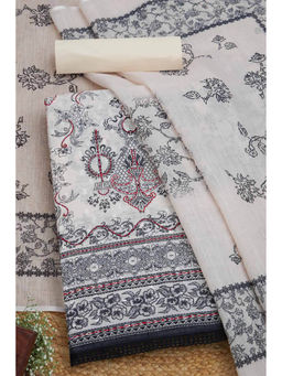 Soch - Womens Cream Linen Unstitched Dress Material