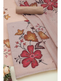 Soch - Womens Beige Linen Unstitched Dress Material