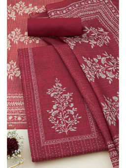 Soch - Womens Maroon Art Silk Unstitched Dress Material