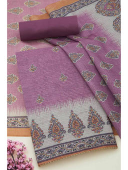 Soch - Womens Lavender Art Silk Ethnic Motifs Unstitched Dress Material