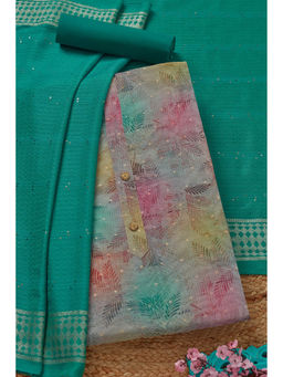 Soch - Womens Teal Green Chanderi Unstitched Dress Material