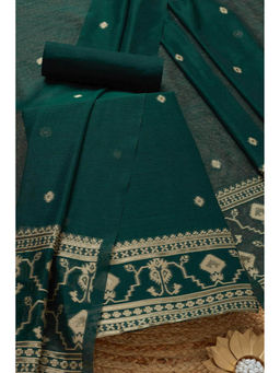 Soch - Womens Bottle Green Chanderi Woven Design Unstitched Dress Material