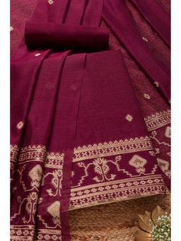 Soch - Womens Wine Chanderi Woven Design Unstitched Dress Material