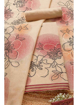 Soch - Womens Beige Chanderi Woven Design Unstitched Dress Material