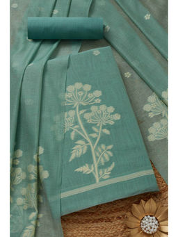 Soch - Womens Powder Blue Chanderi Woven Design Unstitched Dress Material