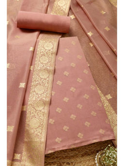 Soch - Womens Peach Tissue Shimmer Woven Design Unstitched Dress Material