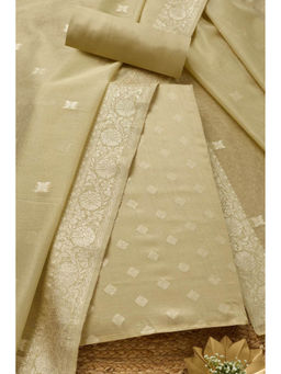 Soch - Womens Gold Tissue Shimmer Woven Design Unstitched Dress Material