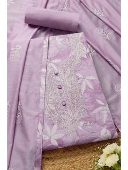Soch - Womens Lavender Jam Cotton Unstitched Dress Material