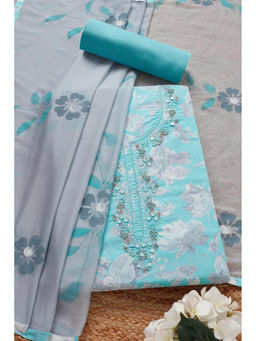 Soch - Womens Powder Blue Cotton Unstitched Dress Material