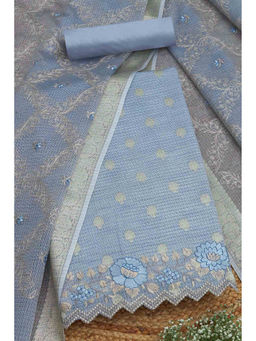 Soch - Womens Grey Kota Shimmer Unstitched Dress Material