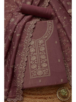 Soch - Womens Blush Pink Crushed Tissue Embroidered Unstitched Dress Material