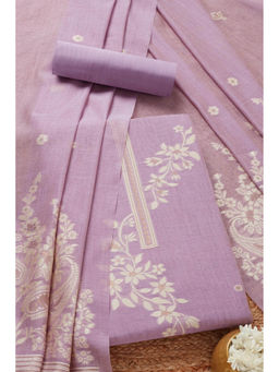 Soch - Womens Lavender Chanderi Woven Design Unstitched Dress Material