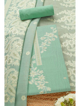 Soch - Womens Powder Blue Chanderi Woven Design Unstitched Dress Material