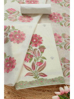 Soch - Womens Pink Chanderi Woven Design Unstitched Dress Material