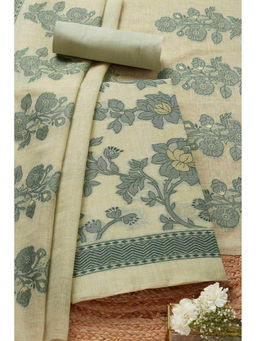 Soch - Womens Green Chanderi Unstitched Dress Material