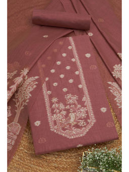 Soch - Womens Onion Pink Chanderi Woven Design Unstitched Dress Material