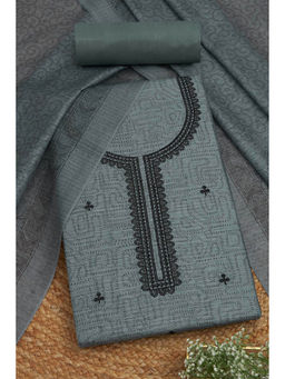 Soch - Womens Grey Art Silk Abstract Print Unstitched Dress Material