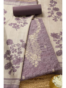 Soch - Womens Purple Tusshar Unstitched Dress Material