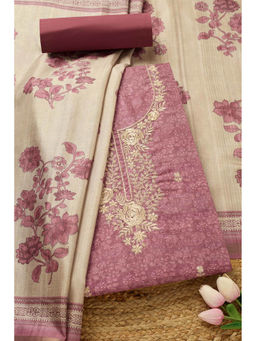 Soch - Womens Onion Pink Tusshar Unstitched Dress Material