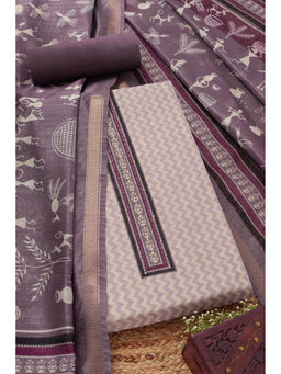 Soch - Womens Mauve Tissue Chevron Unstitched Dress Material