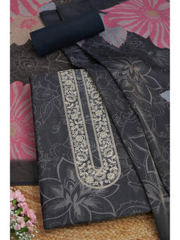 Soch - Womens Charcoal Tissue Shimmer Unstitched Dress Material