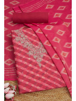 Soch - Womens Red Tissue Shimmer Unstitched Dress Material