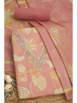 Soch - Womens Peach Tissue Shimmer Unstitched Dress Material