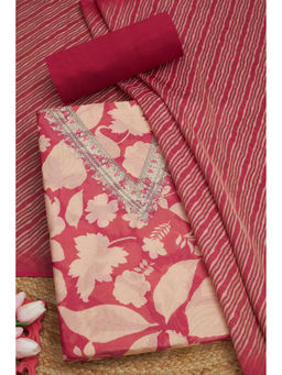 Soch - Womens Fuchsia Pink Tissue Shimmer Unstitched Dress Material