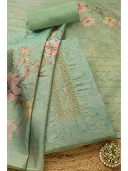 Soch - Womens Sap Green Tissue Shimmer Unstitched Dress Material