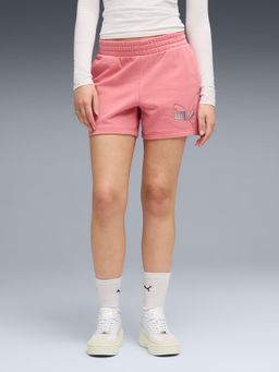 Puma - Essentials Metallic Logo Lab Women's Mid-Waist 5 Shorts - Pink