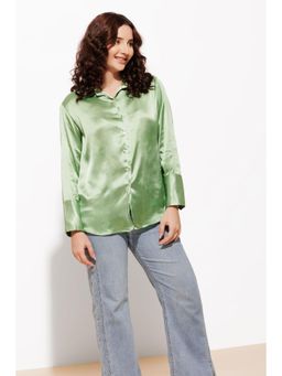 Urban Sundari - Women Solid Classic Casual Green Shirt