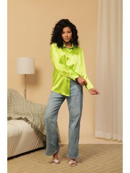 Urban Sundari - Women Solid Classic Casual Parrot Green Shirt