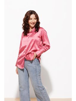 Urban Sundari - Women Solid Classic Casual Pink Shirt