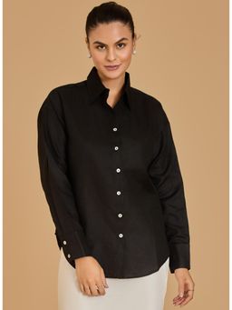 Urban Sundari - Solid Cotton Black Shirt