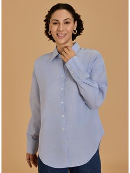 Urban Sundari - Solid Cotton Blue Shirt