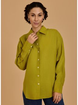Urban Sundari - Solid Cotton Green Shirt